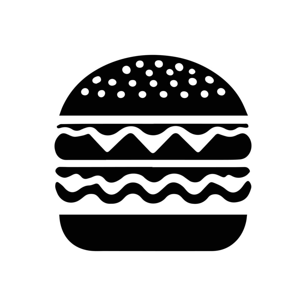 Burger icon in simple black design isolated on white background vector