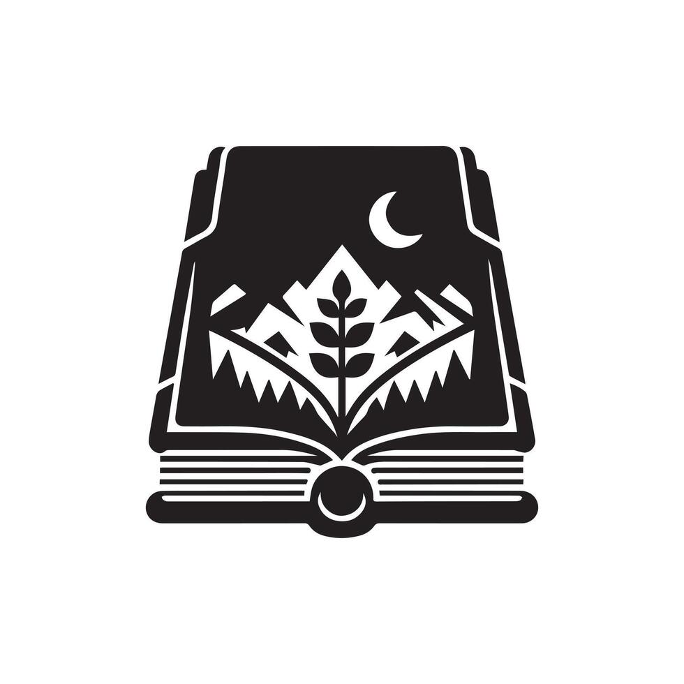 Book Silhouette - Icon of Knowledge and Learning on White Background vector