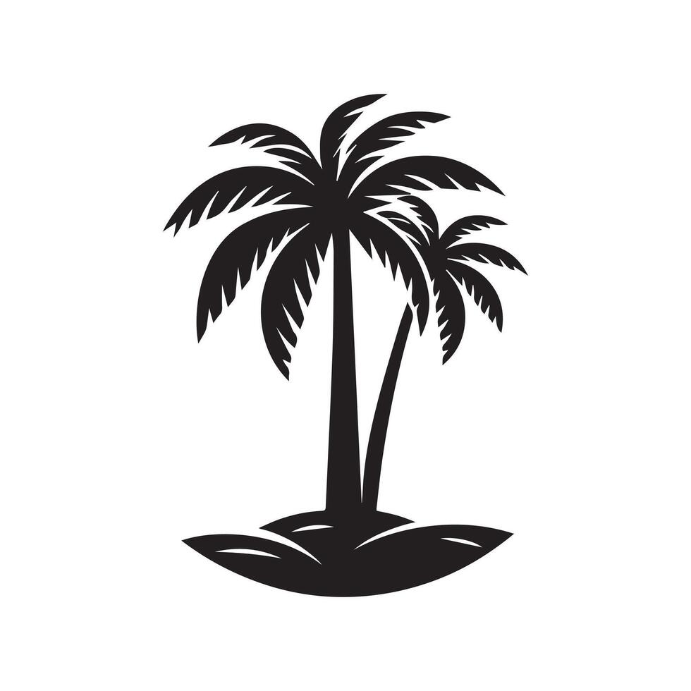 Black single palm tree silhouette icon isolated. Silhouette palm tree icon design isolated on white background. vector