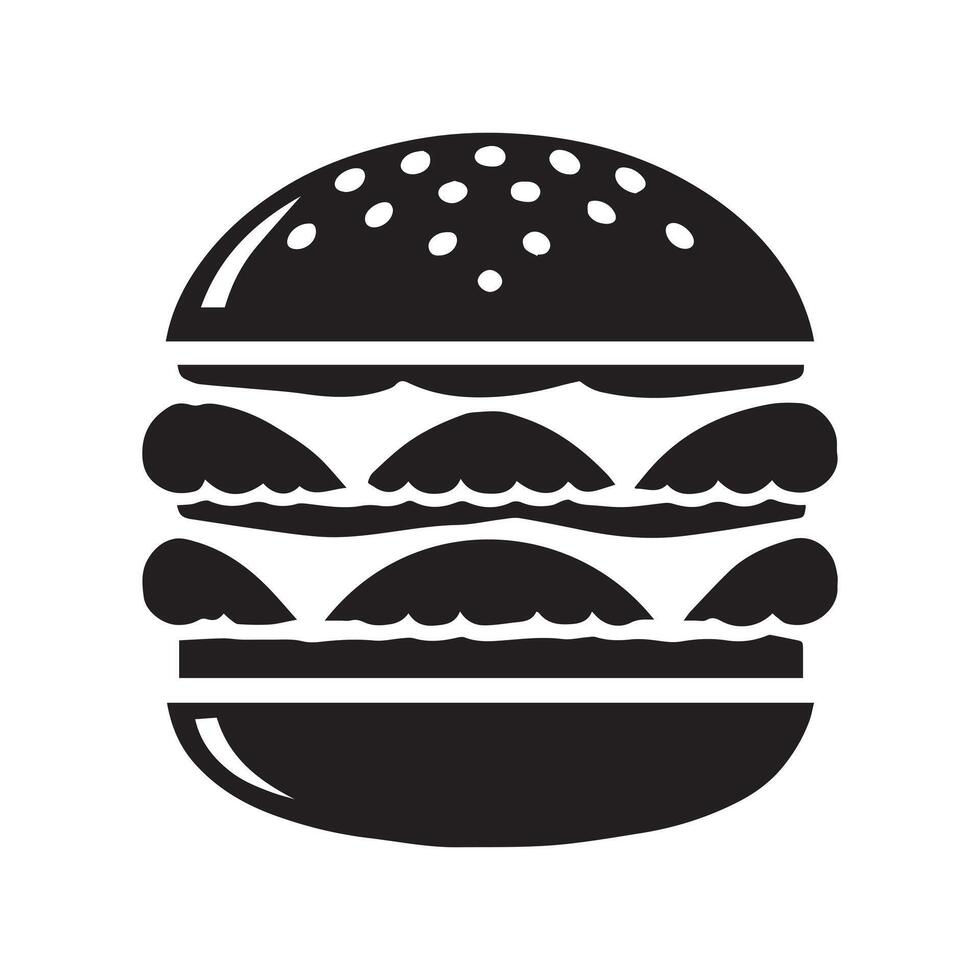 Black and white cheeseburger isolated on white background. illustration vector