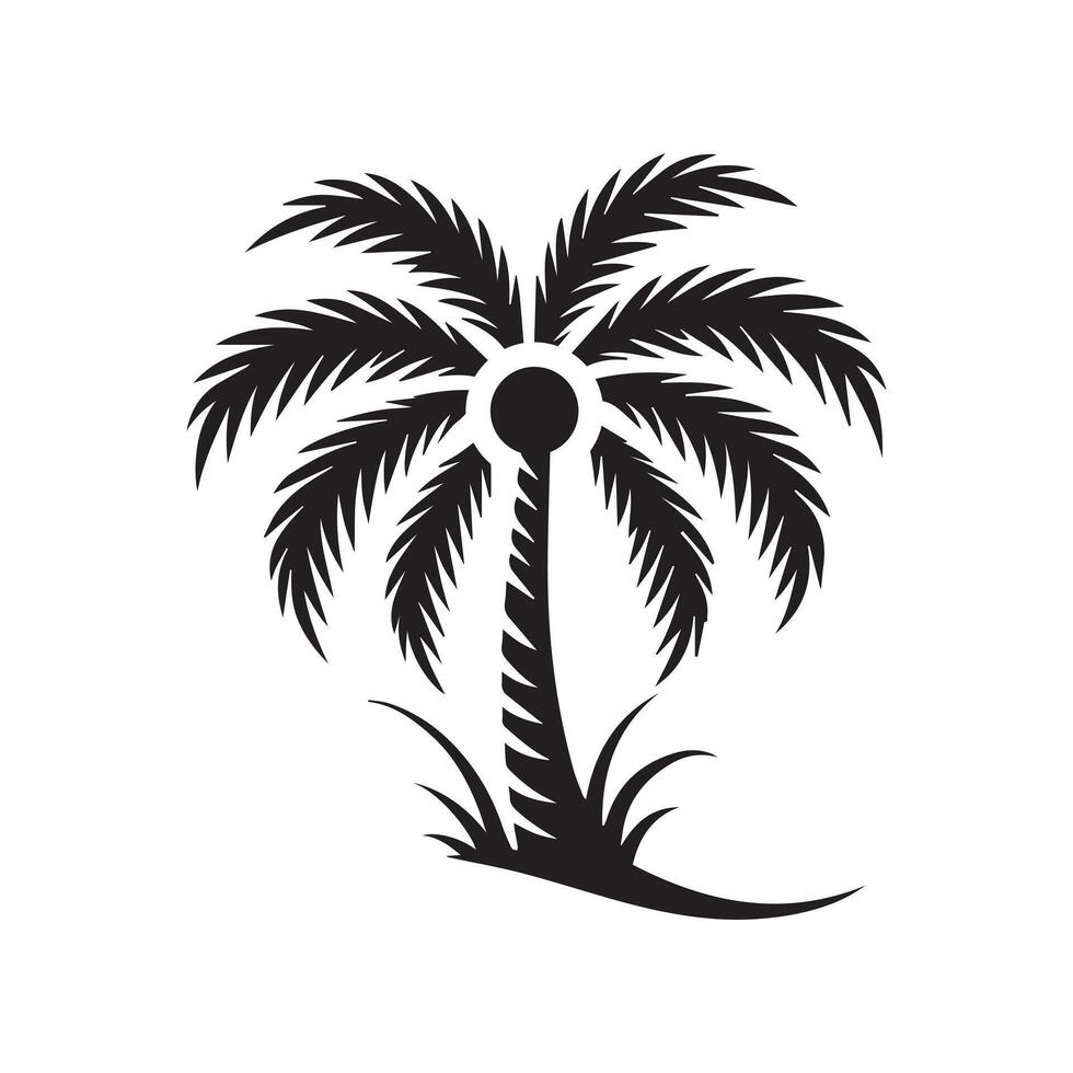 Black palm tree silhouette icon isolated. Silhouette palm tree icon design isolated on white background. vector