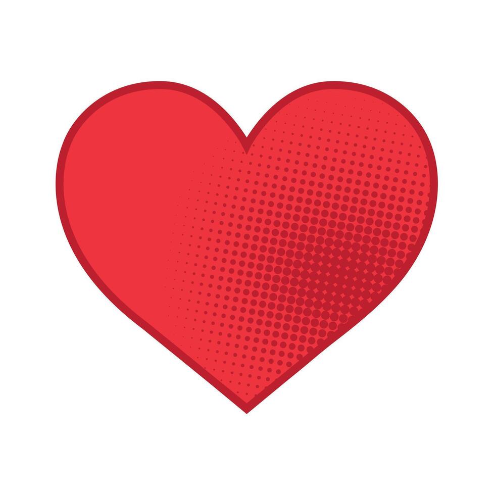 red heart icon with color halftone. Heart icon in pop art style vector