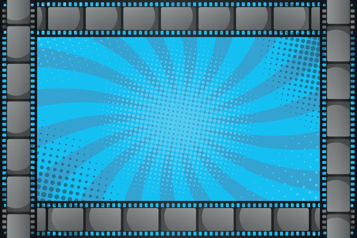 Film strip frame on pop art halftone background vector