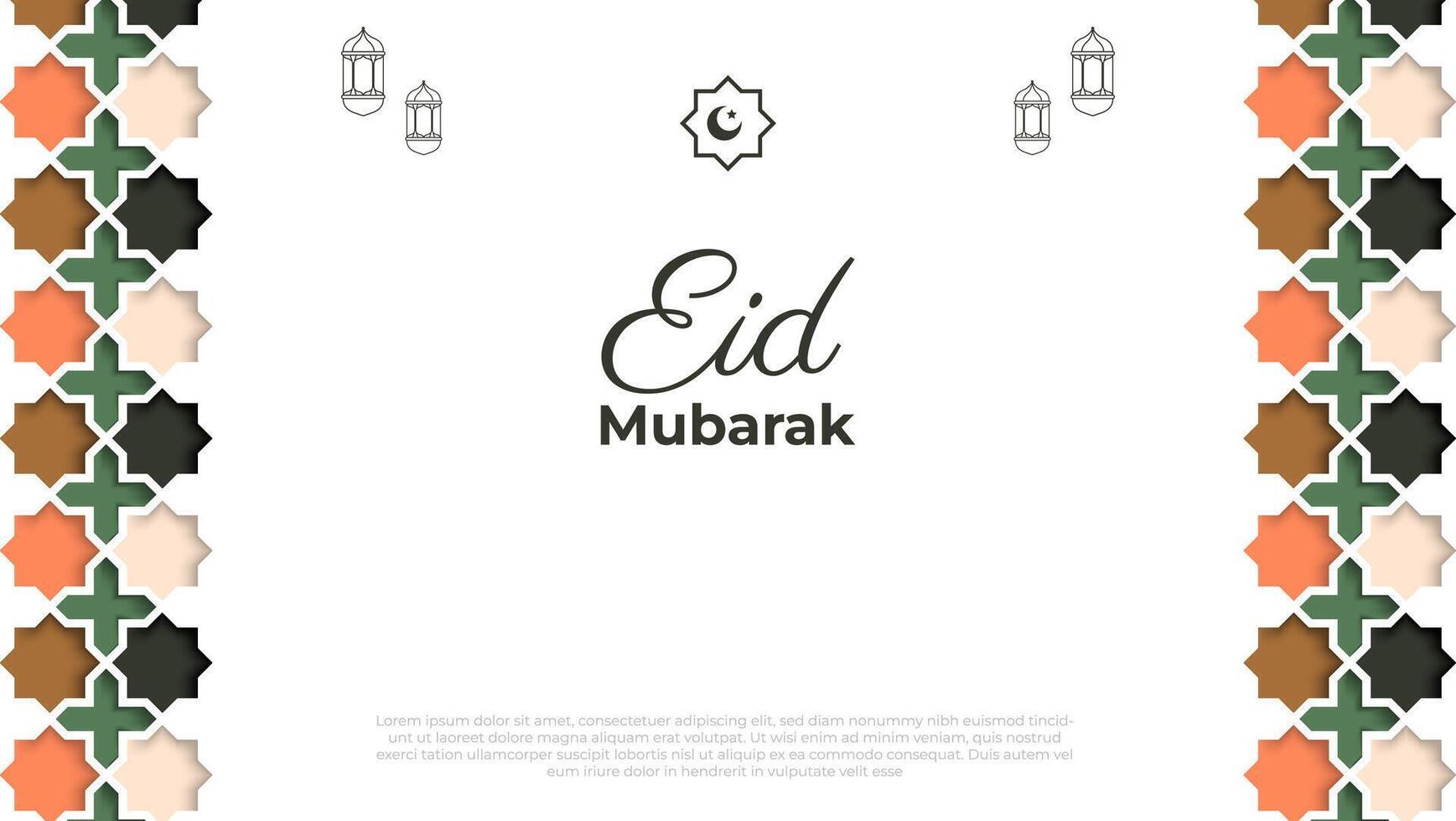eid mubarak background with arabian islamic pattern vector