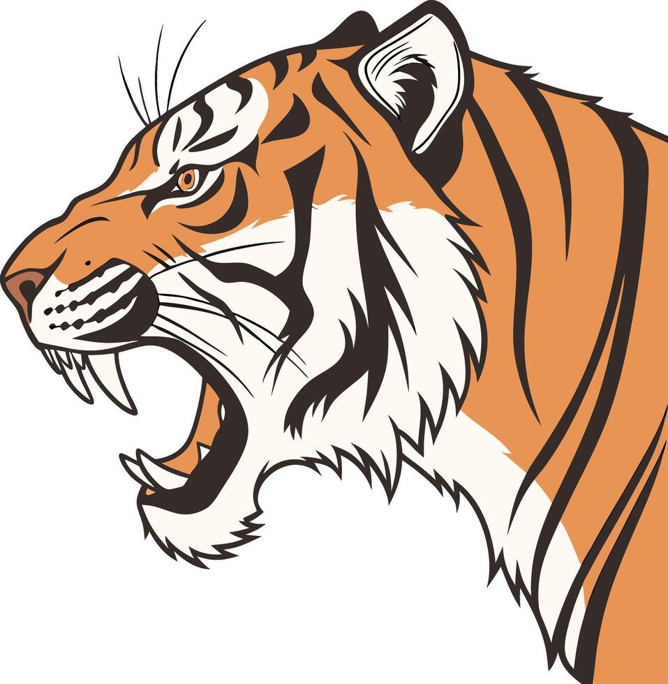 a tiger head with its mouth open vector