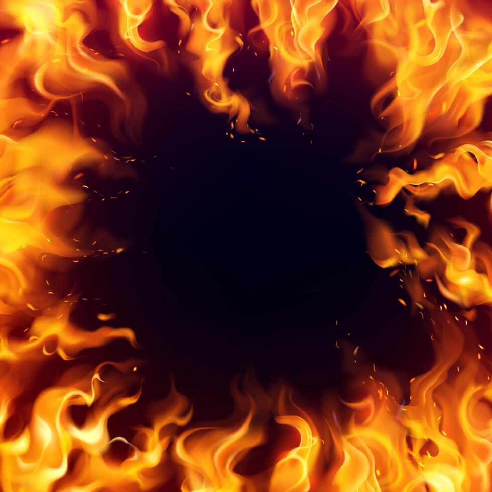 Fire flames and effects frame template vector