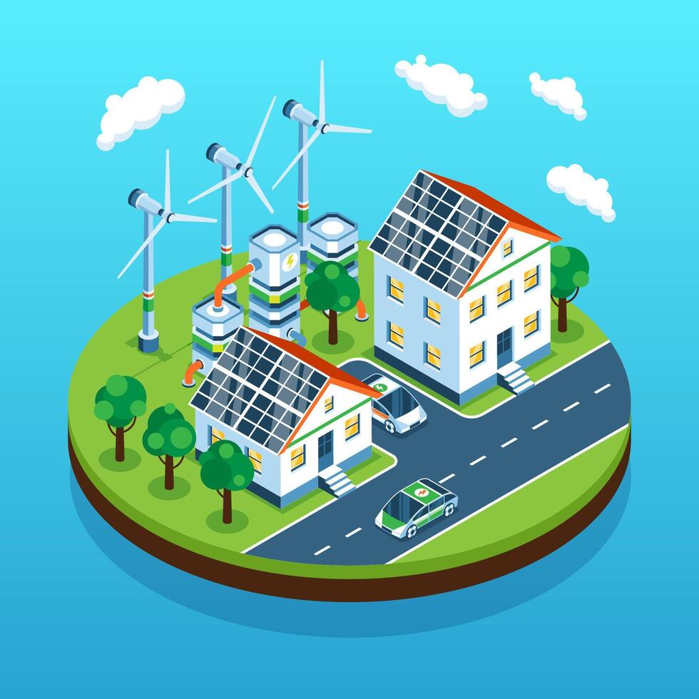 Smart industry illustration in isometric view vector