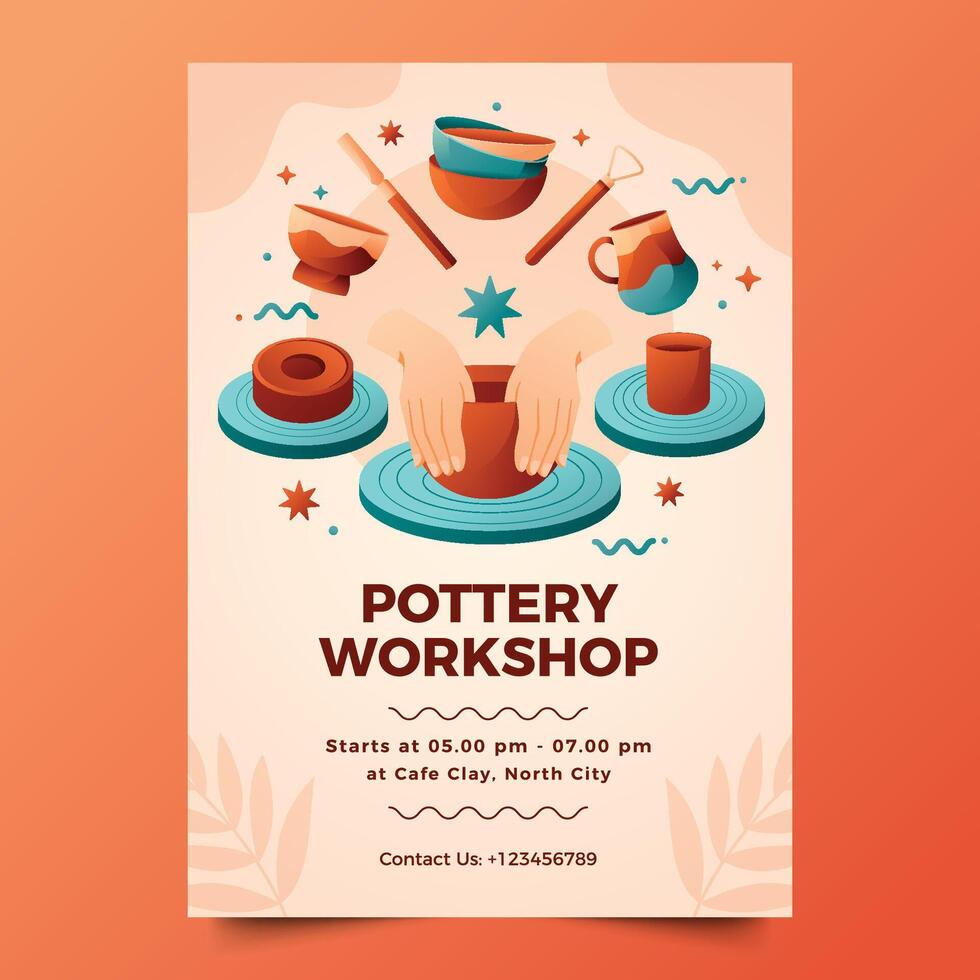 Pottery poster in flat design vector