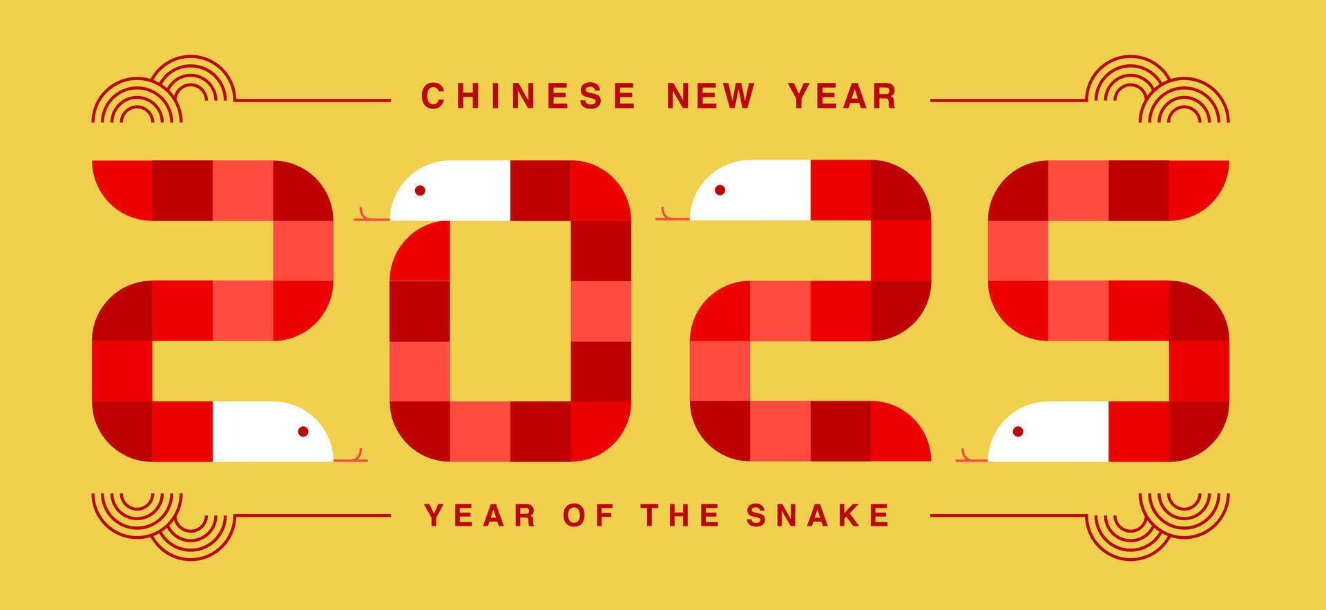 Lunar new year, Chinese New Year 2025 ,Year of the Snake ,line art , outline ,simple ,Geometric linear vector