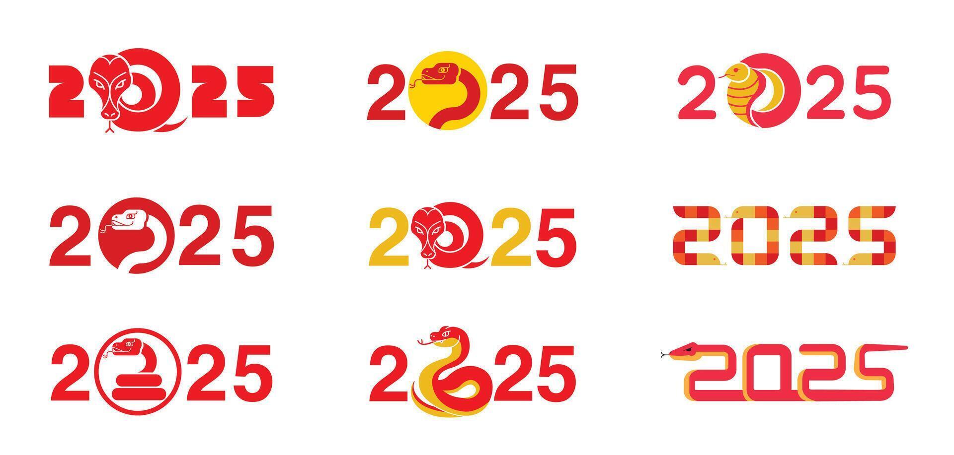 icon set, logo design, typography, chinese new year, year of the snake 2025 vector