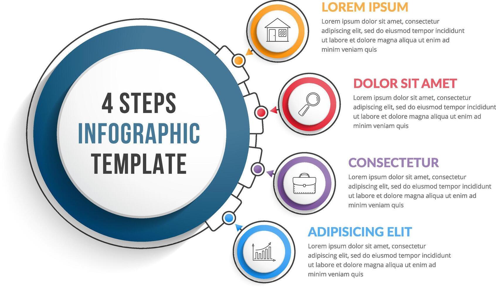 Infographic template with four steps or options, workflow, process diagram vector