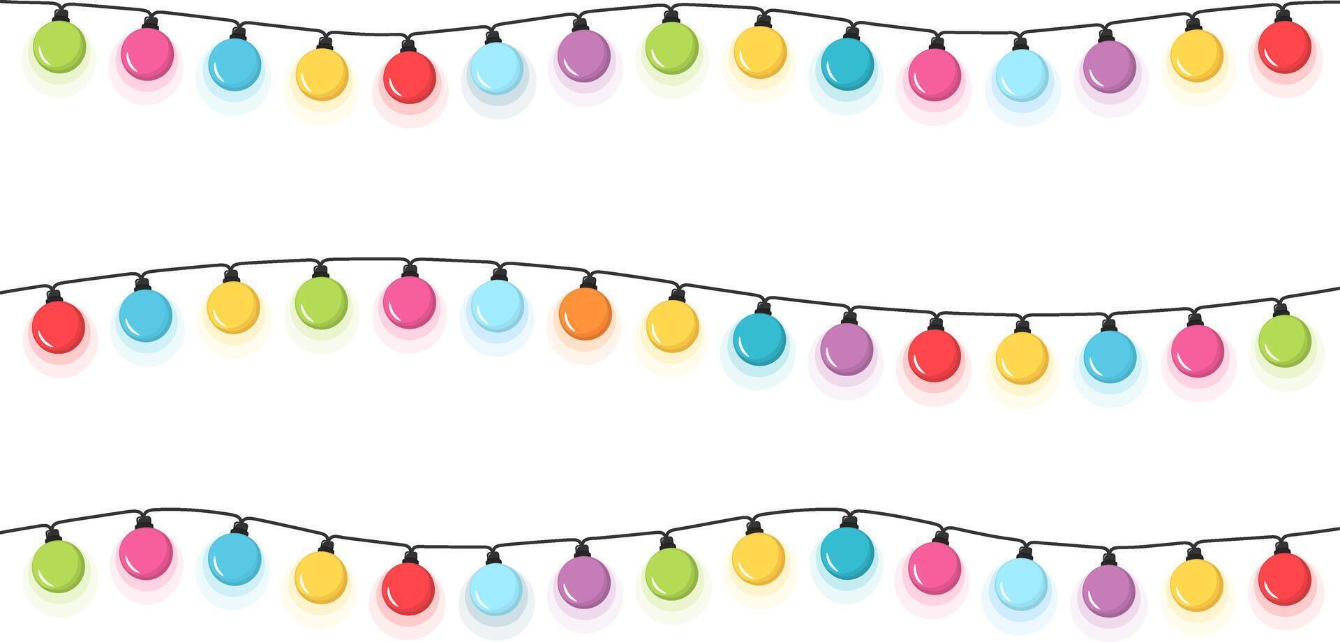 Colorful round Christmas lights, white background vector