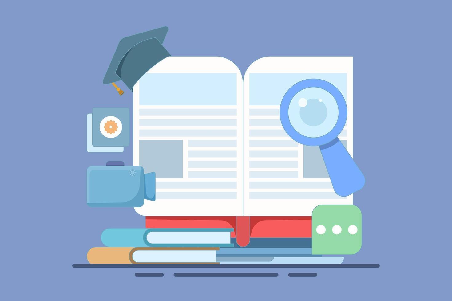 Online education concept, Online courses, Digital learning process, Distance learning, Online certification courses. Study at home with computer. illustration on background. vector