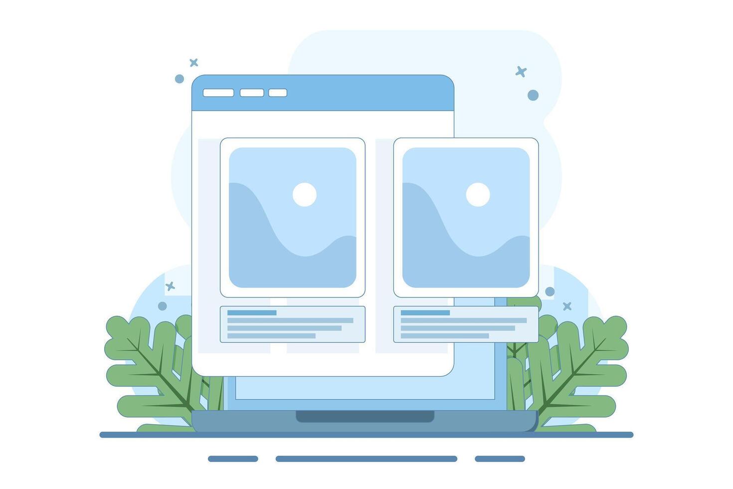 mobile photography app concept, social networking app photo comments on mobile or online community service image sharing on smart phone. flat illustration on background. vector