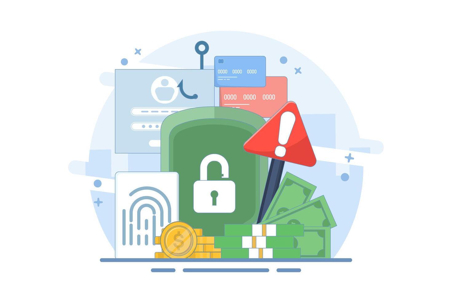 internet hacker attack and personal data security concept. Computer security technology. Anonymous hackers attack computers. Hackers steal personal data. illustration on the background. vector