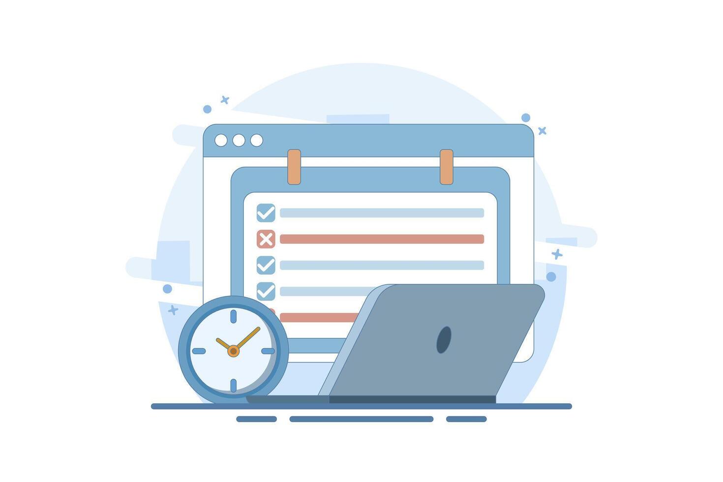 schedule planning concept. priority, important, reminder of days on calendar. setting and timing. Flat cartoon style. Flat illustration on background. vector