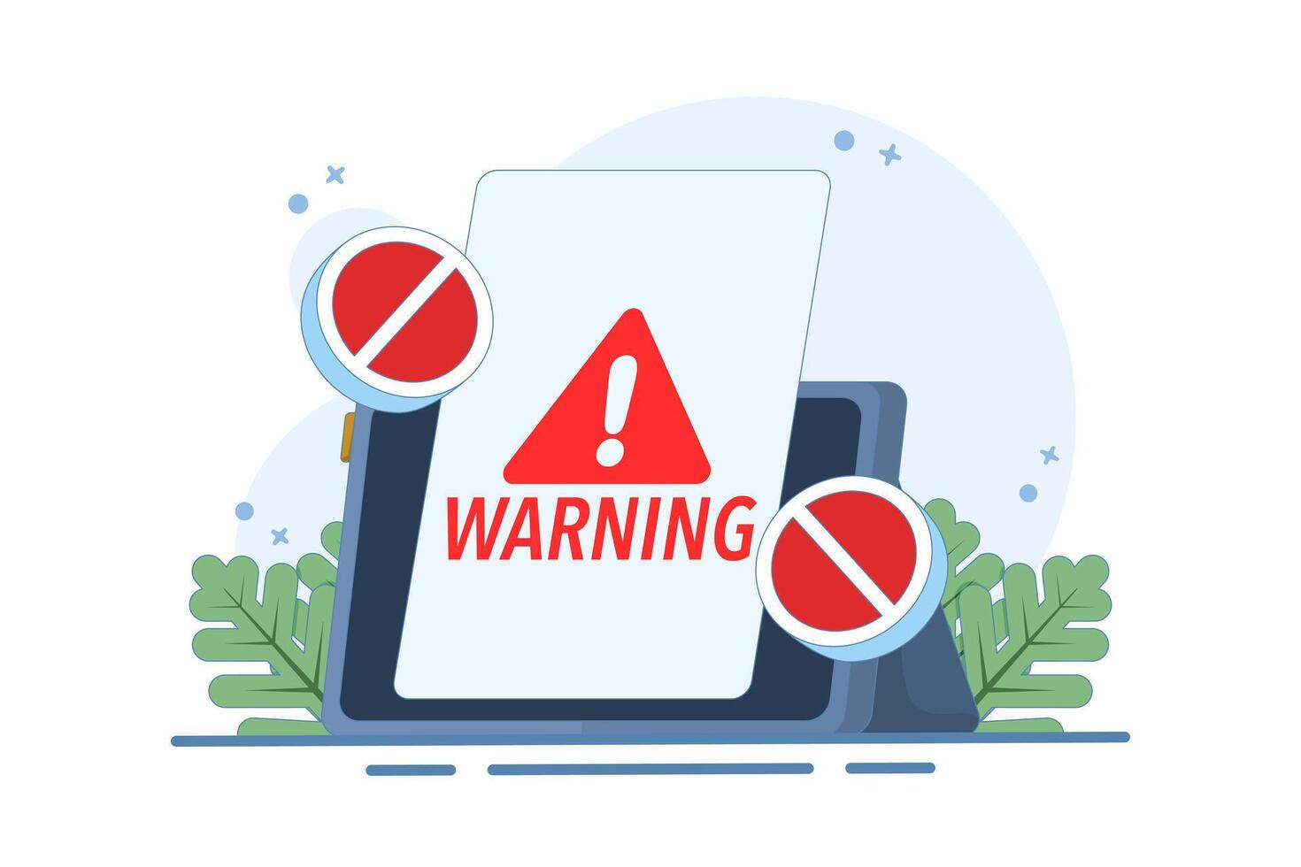 Online graphic concept of restricted access blocked on device, unauthorized internet web access prohibited or blocked, digital security sign prohibited denied, cyber danger warning. vector