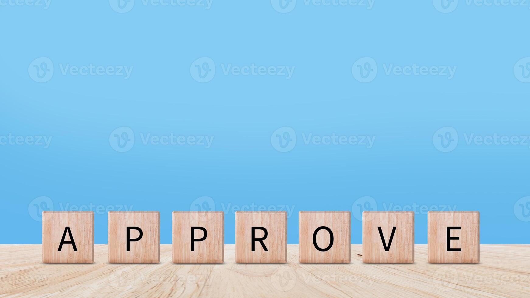 Approve guarantee concept, Approved on wooden cube, accept, pass inspection, approve document and project, Management, examine, business, survey, certification. photo