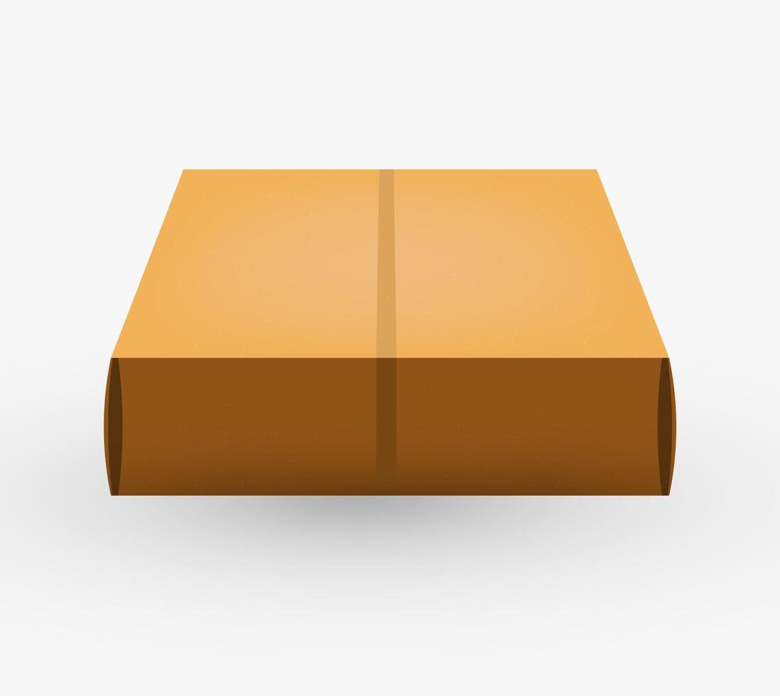 Cardboard box illustration. Simple closed shipping box in a realistic 3D style with a minimal light background, perfect for delivery or packaging concepts vector