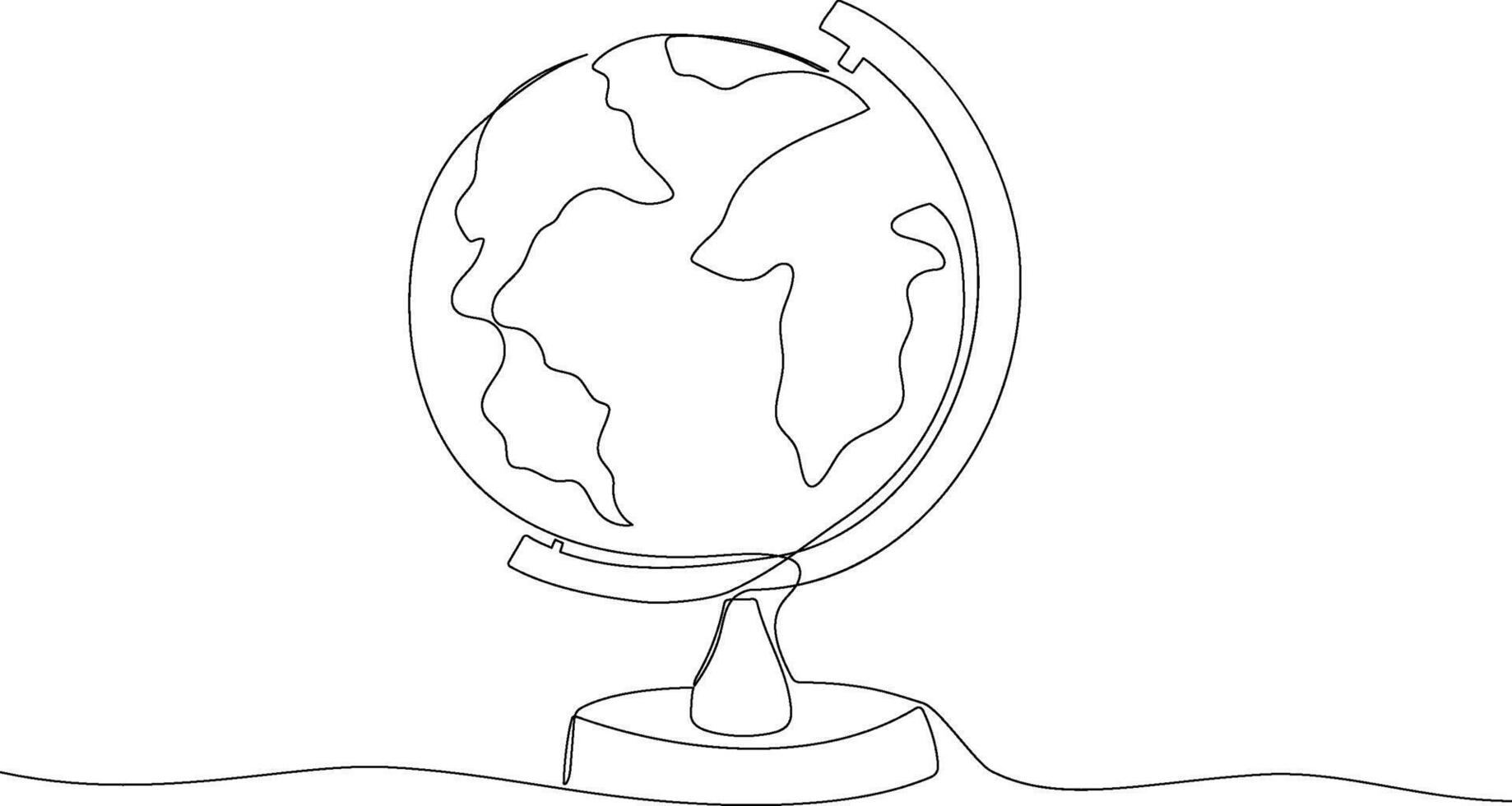 School globe one line sketch. Hand drawn doodle illustration isolated on white background vector