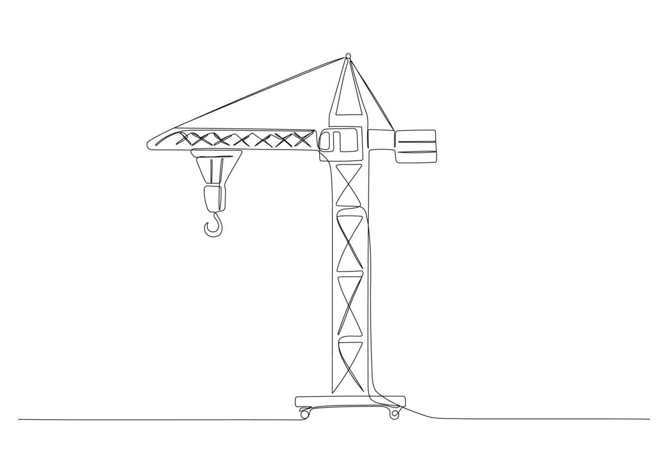 Construction crane one continuous line illustration. vector