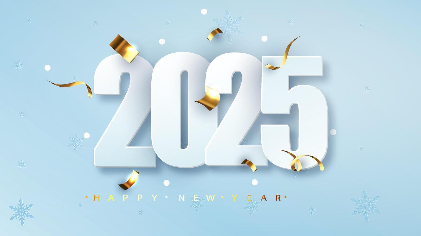 2025 Blue Christmas Design. Winter Background with Snow. vector