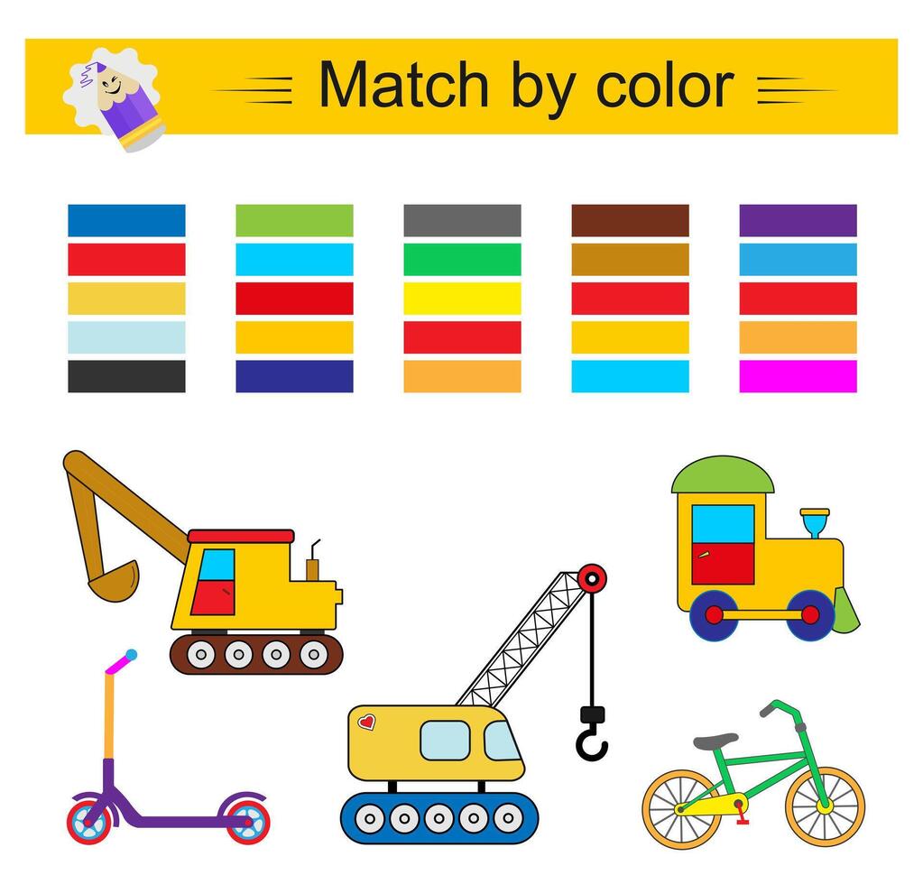 Match by color. Attention tasks for kids. Preschool worksheet activity. illustration vector