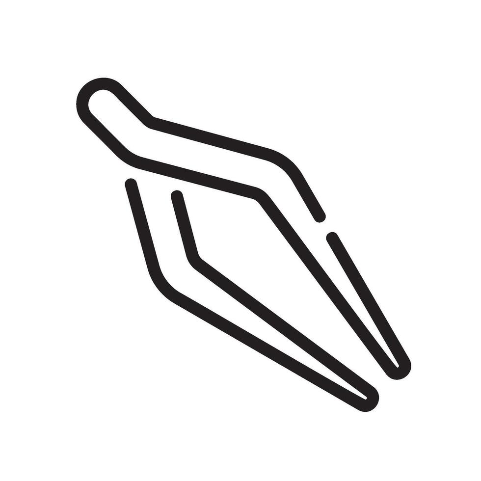 tweezers Line Icon White Background vector