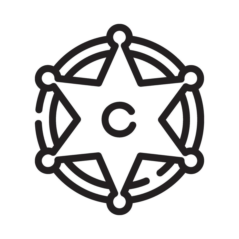 sheriff Line Icon White Background vector