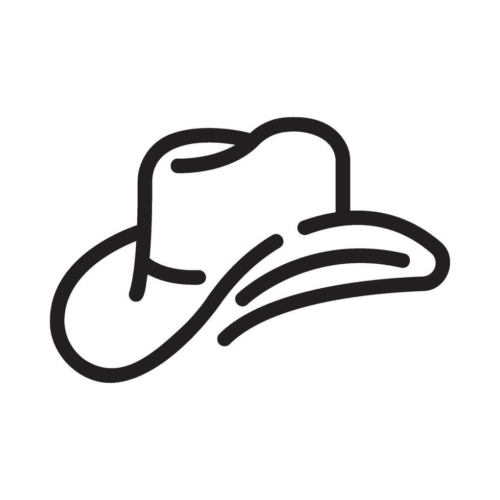 cowboy hat Line Icon White Background vector