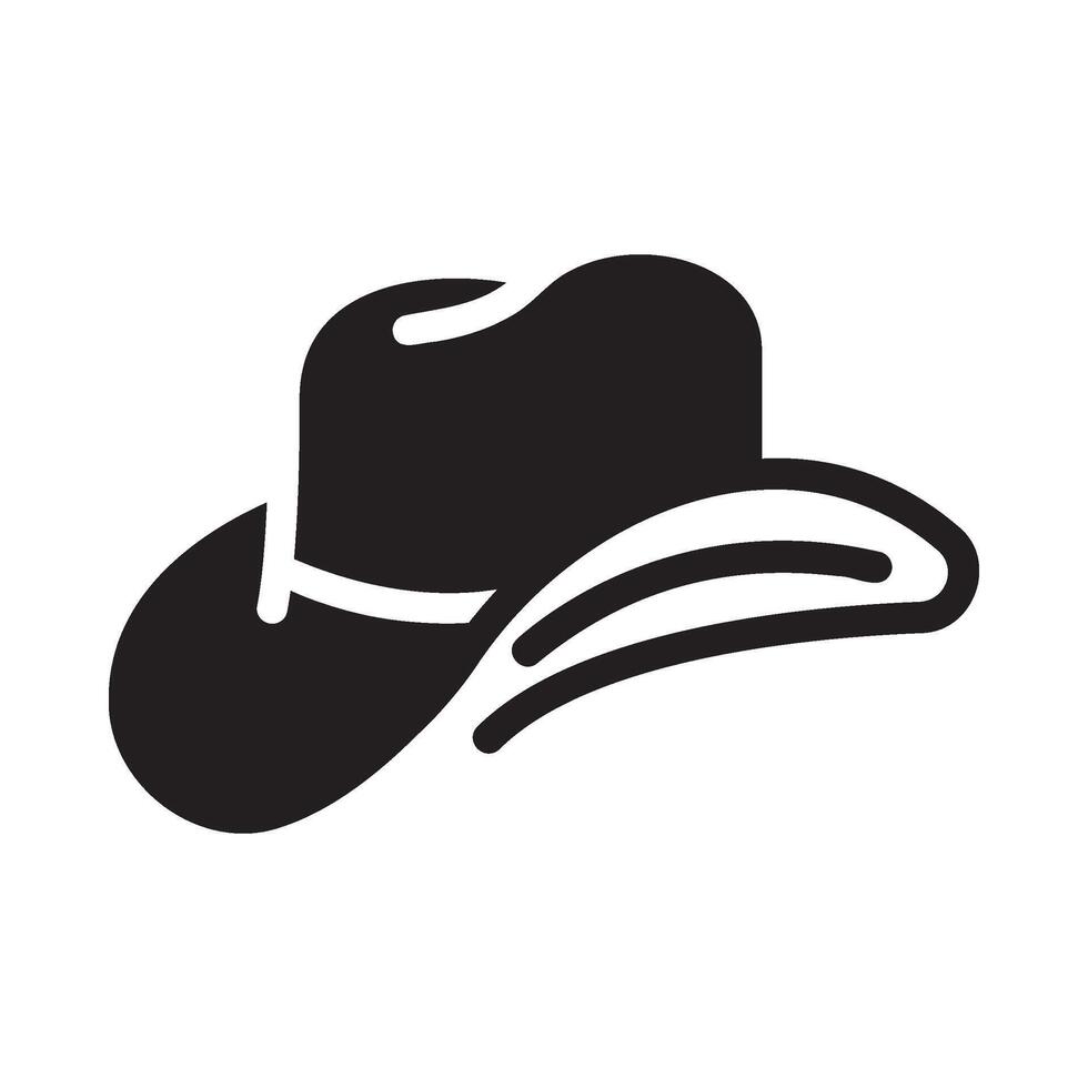 cowboy hat Glyph Icon White Background vector
