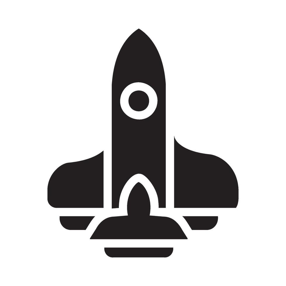 spaceship Glyph Icon White Background vector