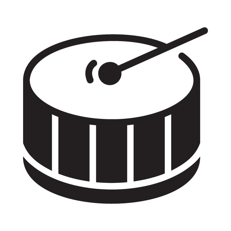 drum Glyph Icon White Background vector