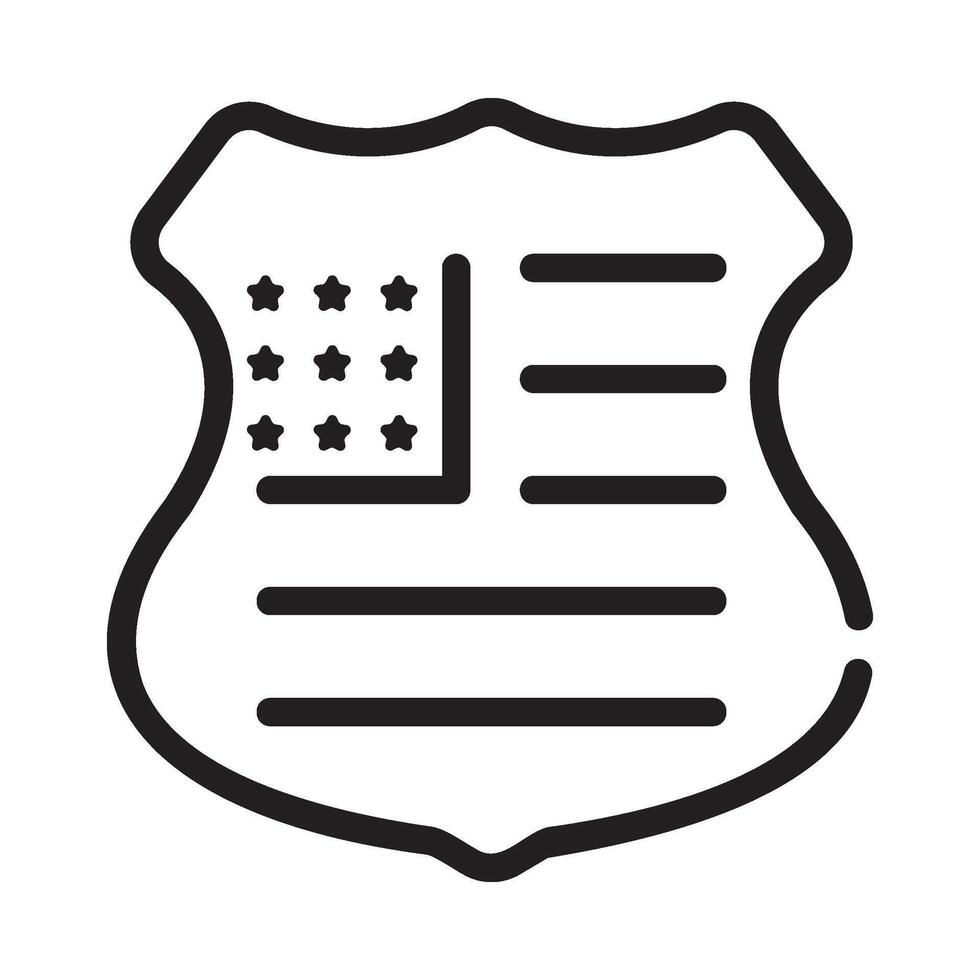 shield Line Icon White Background vector