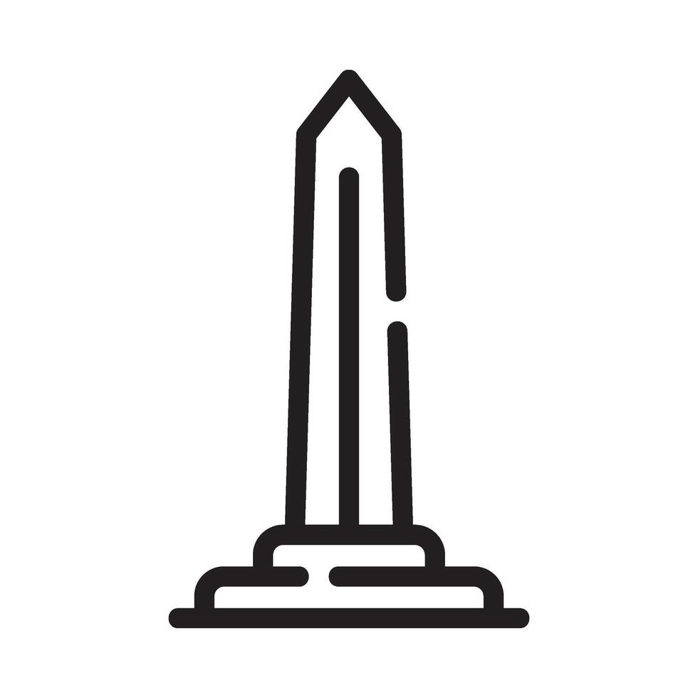 washington monument Line Icon White Background vector