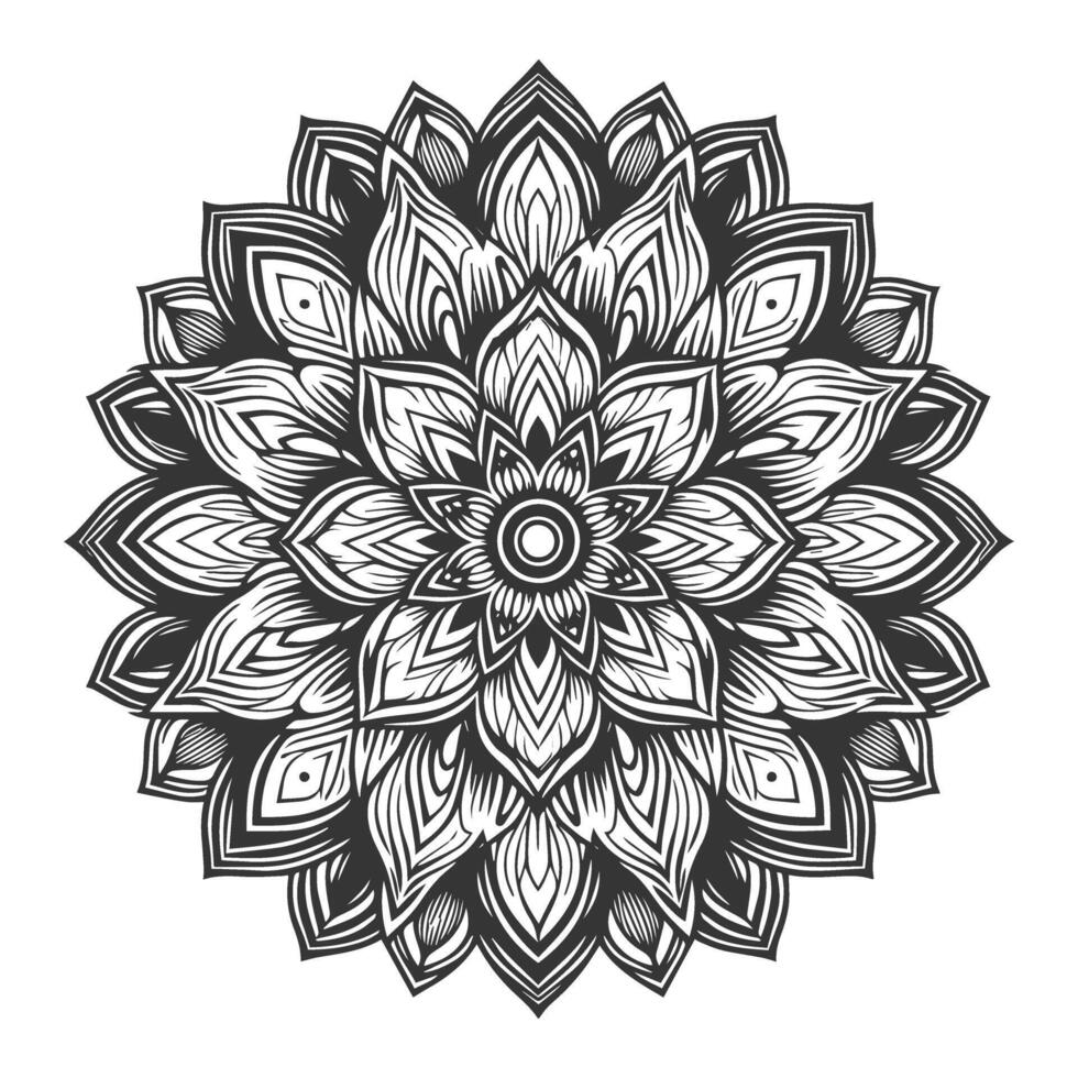 Abstract Mandala Design in Black and White vector