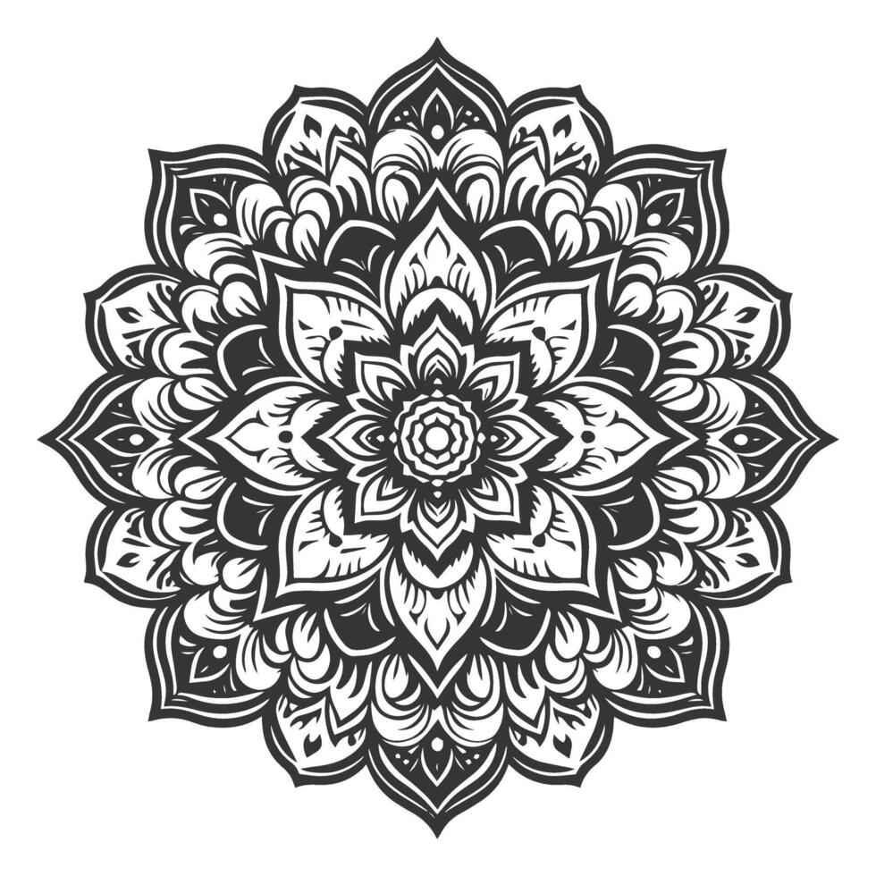 Symmetrical Mandala Design in Monochrome vector