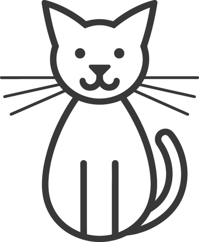 A black and white cat icon on a white background vector