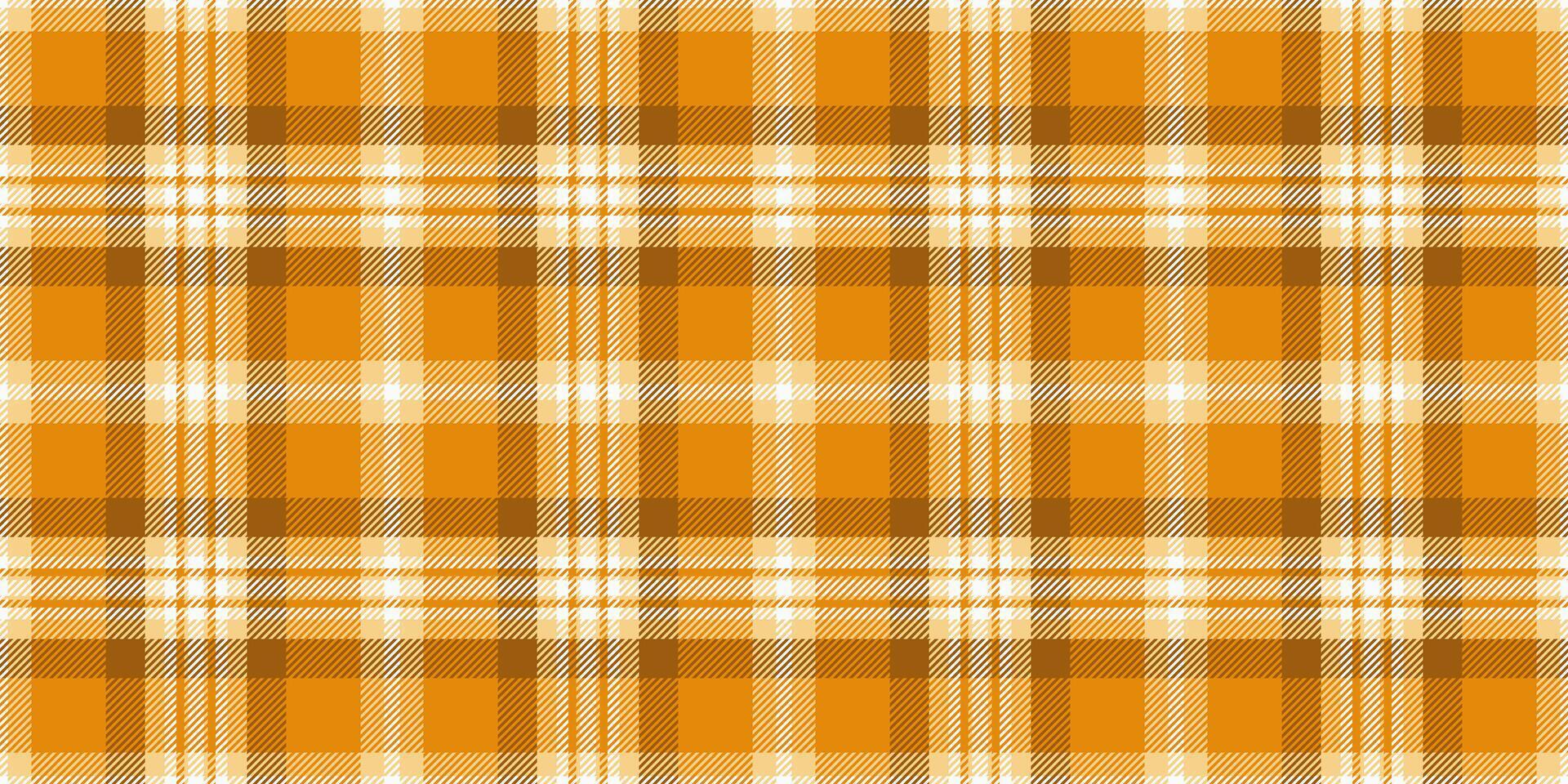 Exotic plaid textile tartan, tracery seamless fabric. Trend texture check background pattern in orange and amber colors. vector