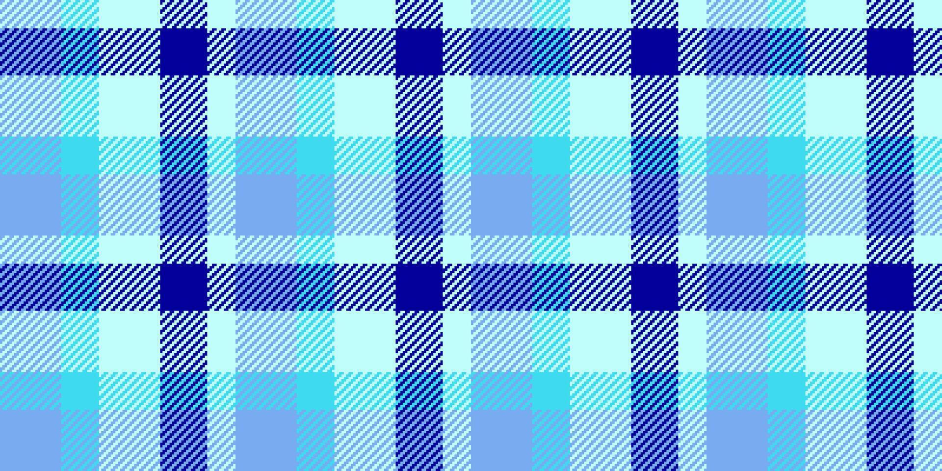 Unique background textile texture, track pattern plaid fabric. Quilted seamless check tartan in light and blue colors. vector