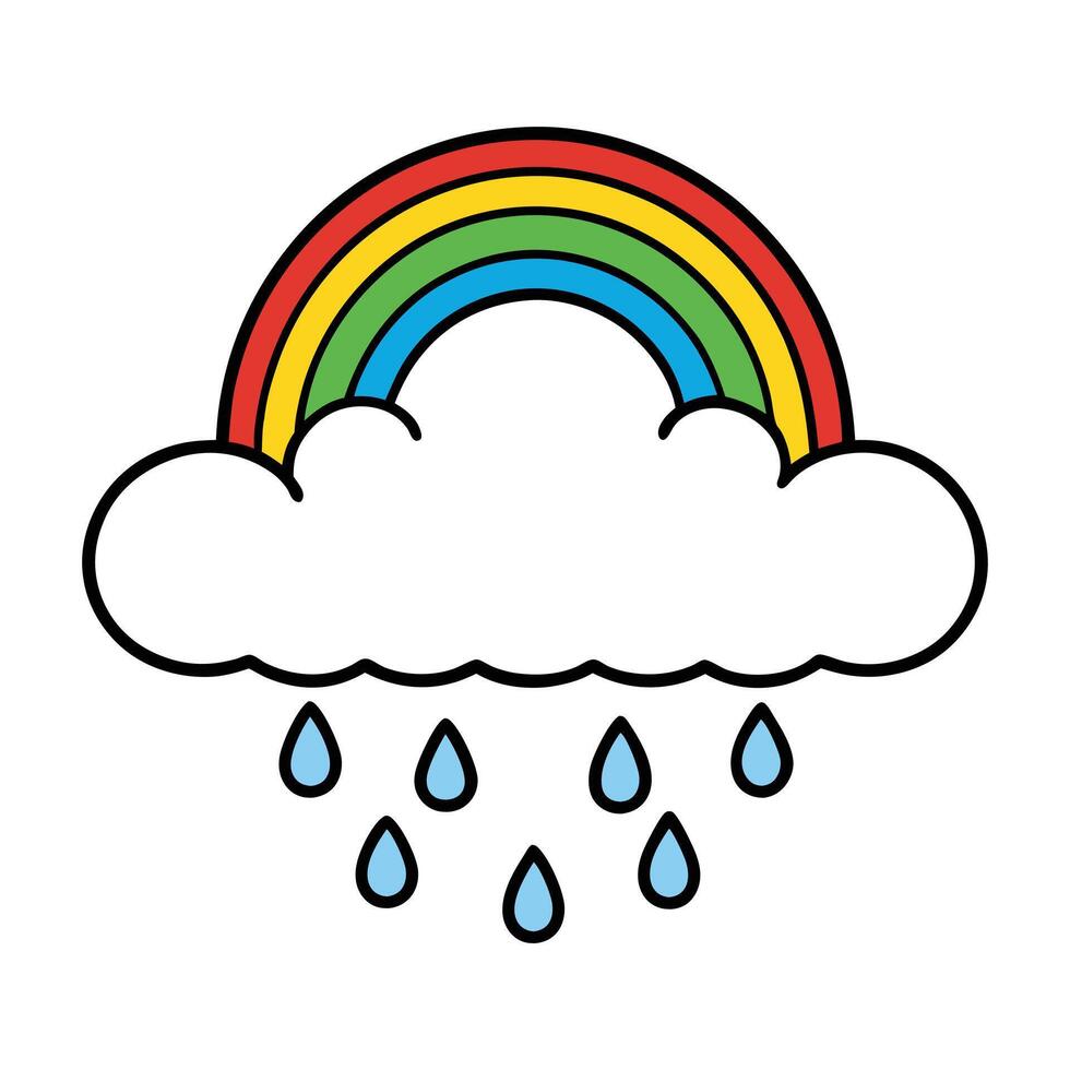 rainy cloud with rainbow llustration vector