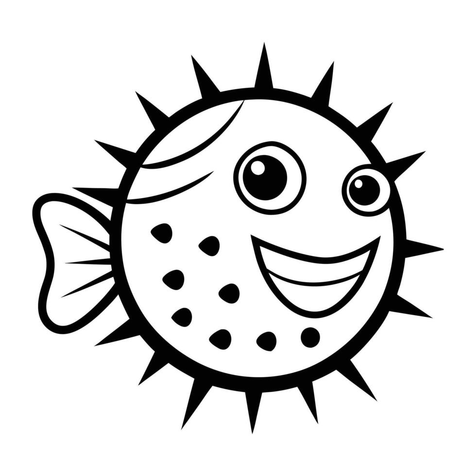 a cartoon puffer fish with a smile on its face vector