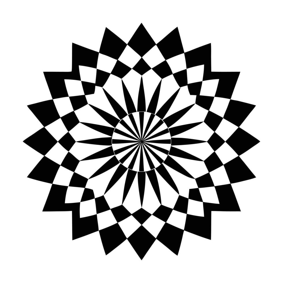 a black and white geometric design with a star in the center vector