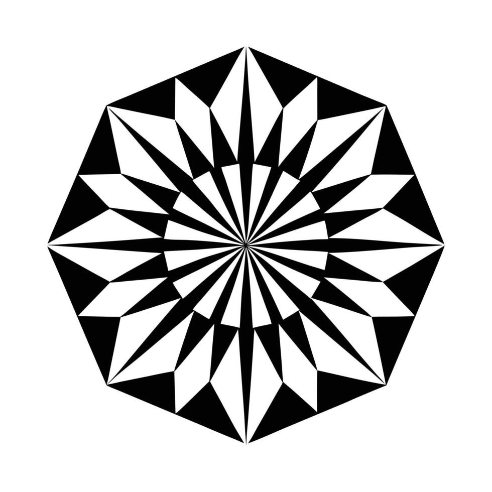 a black and white geometric design with a star in the center vector