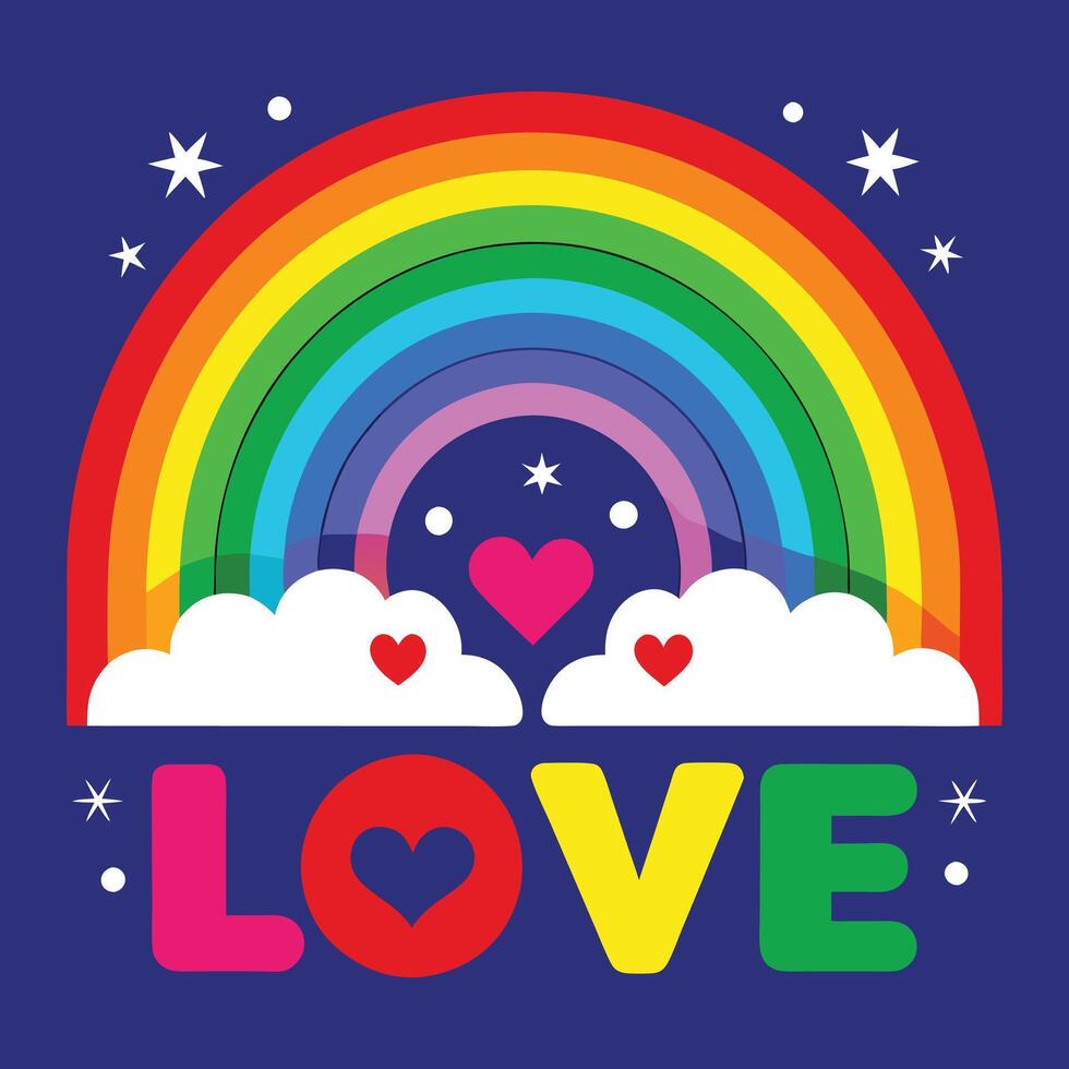 love rainbow and clouds illustration vector