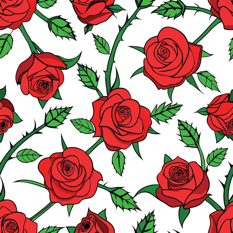 seamless pattern with red roses vector