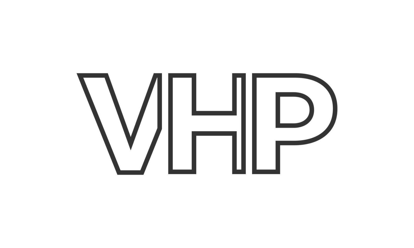 VHP logo design template with strong and modern bold text. Initial based logotype featuring simple and minimal typography. Trendy company identity. vector