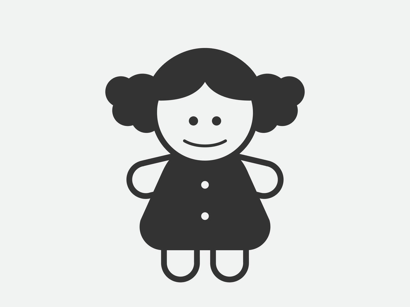 Doll toy icon on white background. Line style illustration. vector