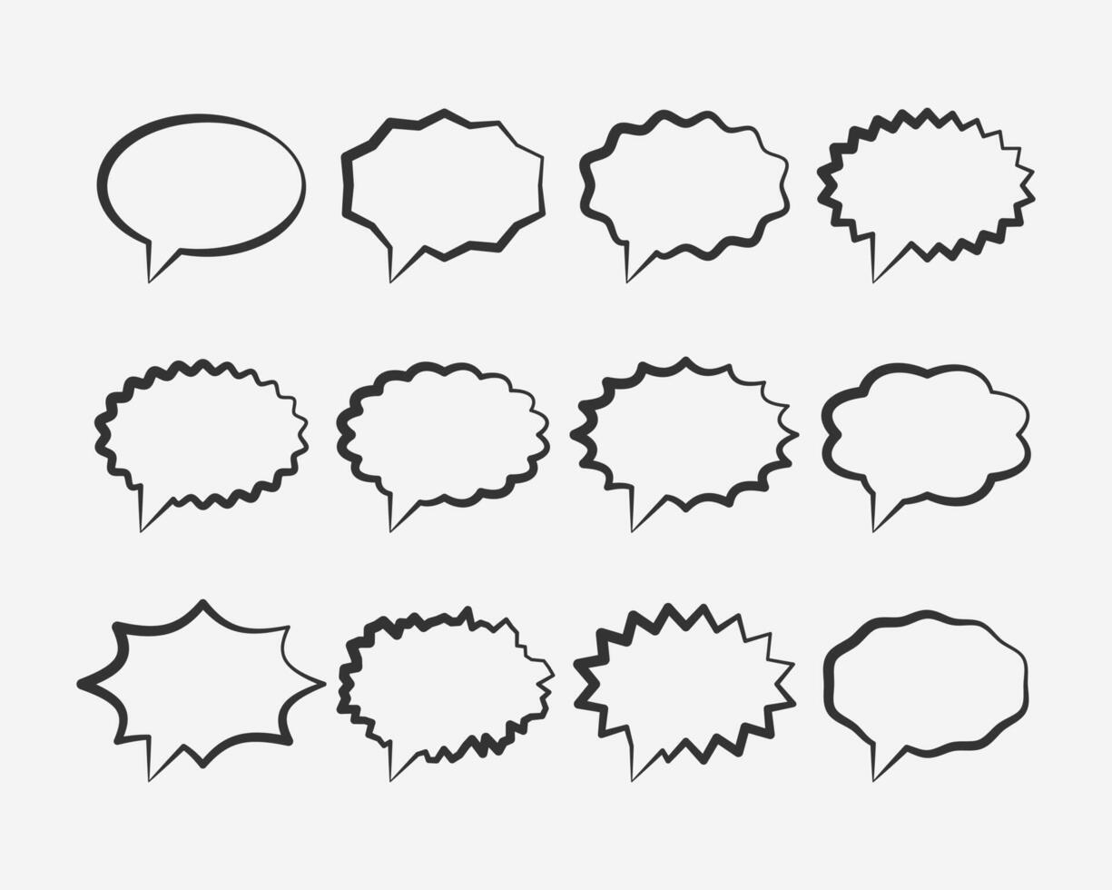 Set talk bubbles speech . Blank empty bubble icon design elements. Chat on line symbol template. Collection dialogue balloon stickers silhouette. vector