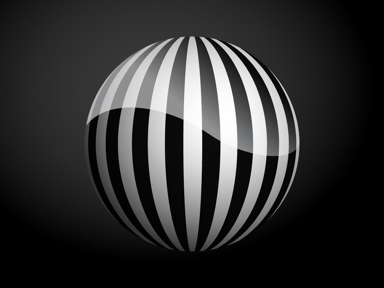 Abstract pattern cover black and white 3D ball. illustration on dark background. vector